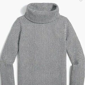 J Crew Long-sleeve Funnel Neck Pullover Sweater Herringbone size M